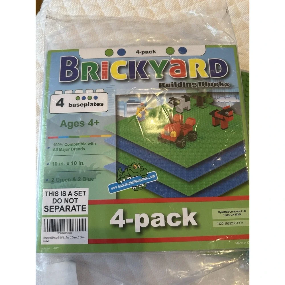 Brickyard Building Blocks Baseplate Set 10x10 Inches, 4 Pack (lot Of 3) Legos